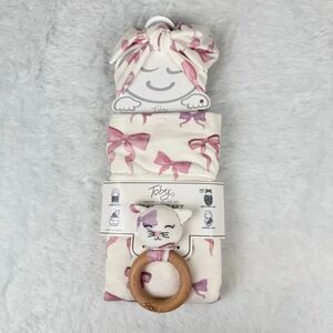 Toby Newborn Arrival 3-Piece Set - Headband, Blanket & Rattle
